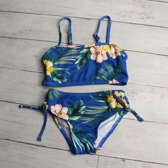 Shein Baby Girl Bikini Swimsuit Set Size 3-6 Months 2 Pc Tropical Floral - Picture 1 of 5